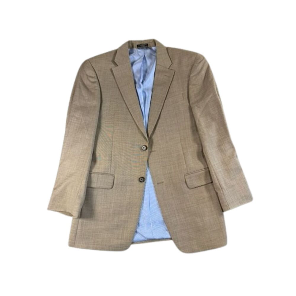 Tommy Hilfiger Mens 100% Wool Blazer Tan Sport Coat 2 Button Business Casual